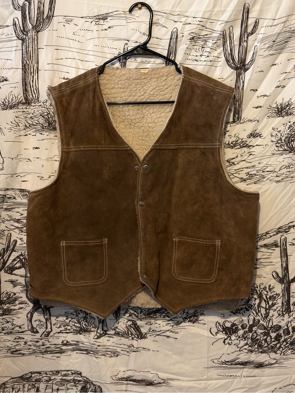 Authentic Cowboy’s Suede Wool Western Vest in Brown